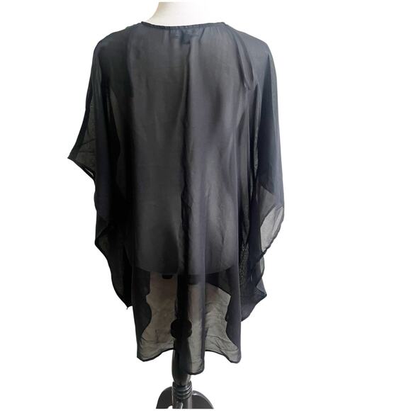 Spiaggia Dolce Studded Beaded Sheer Kimono Black Size XL Starburst Bronze Swim - Picture 2 of 8